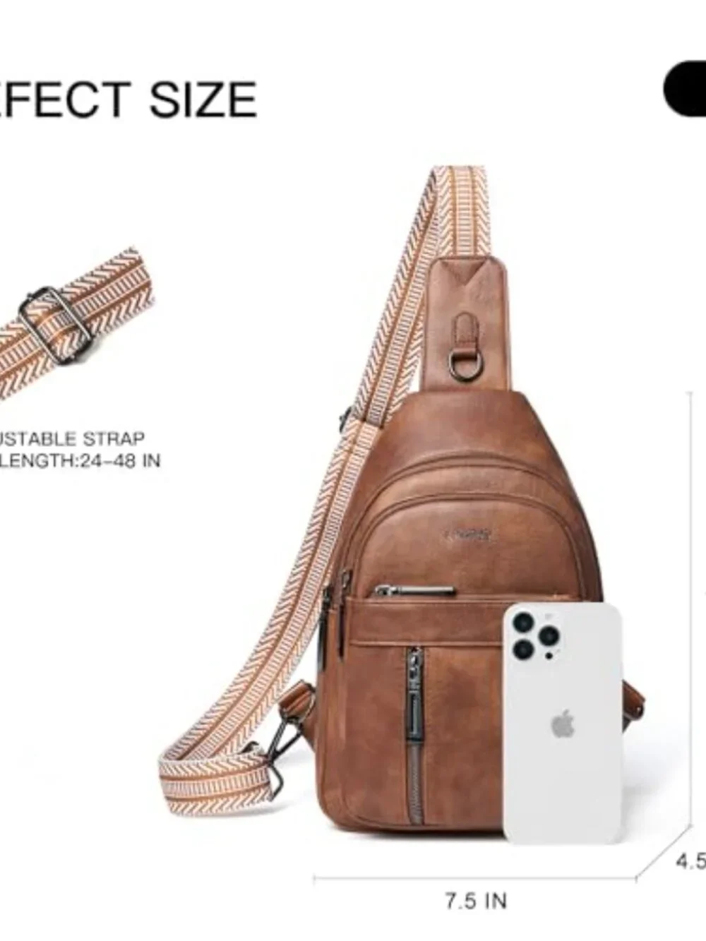 7L Sling Bag Crossbody Fanny Pack PU Leather Travel Shoulder Belt Bag